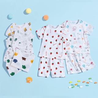 【MANI 瑪尼】童裝兒童夏季短袖空調居家套裝(男女童短袖純棉薄款睡衣套裝)