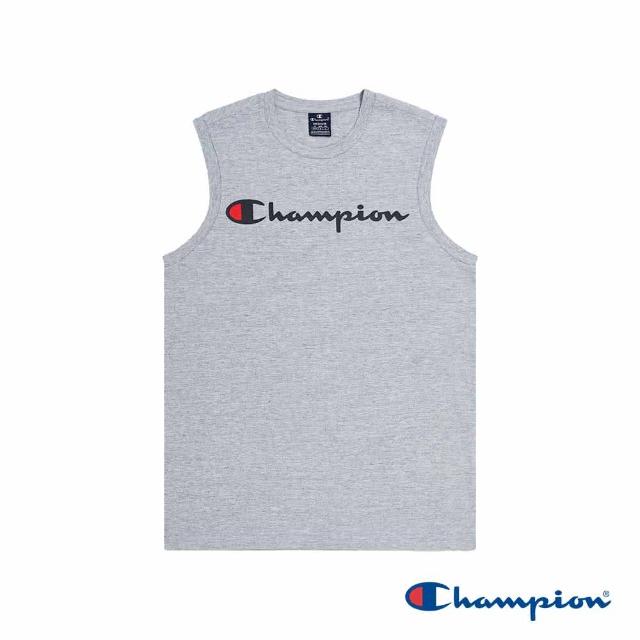 【Champion】官方直營-草寫LOGO印花無袖上衣-男(灰色)