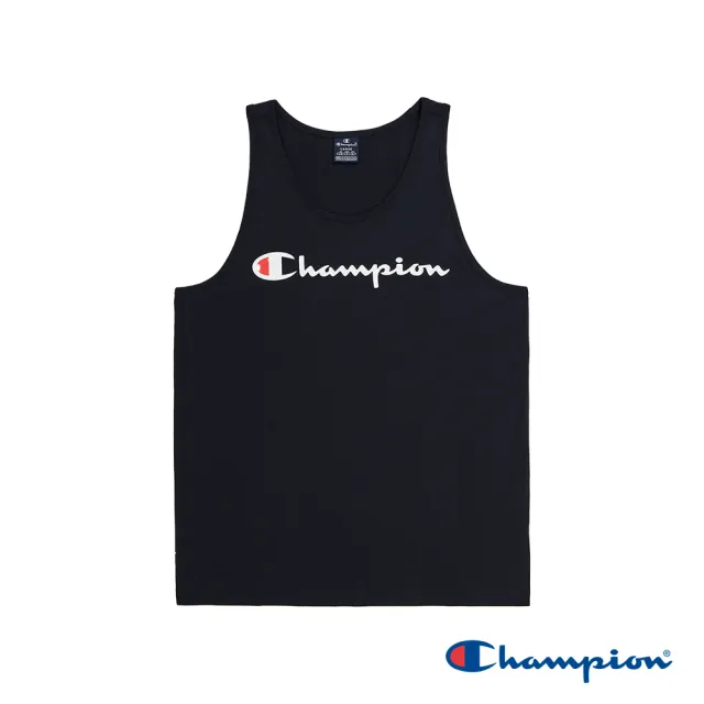 【Champion】官方直營-草寫LOGO印花坦克背心-男(黑色)