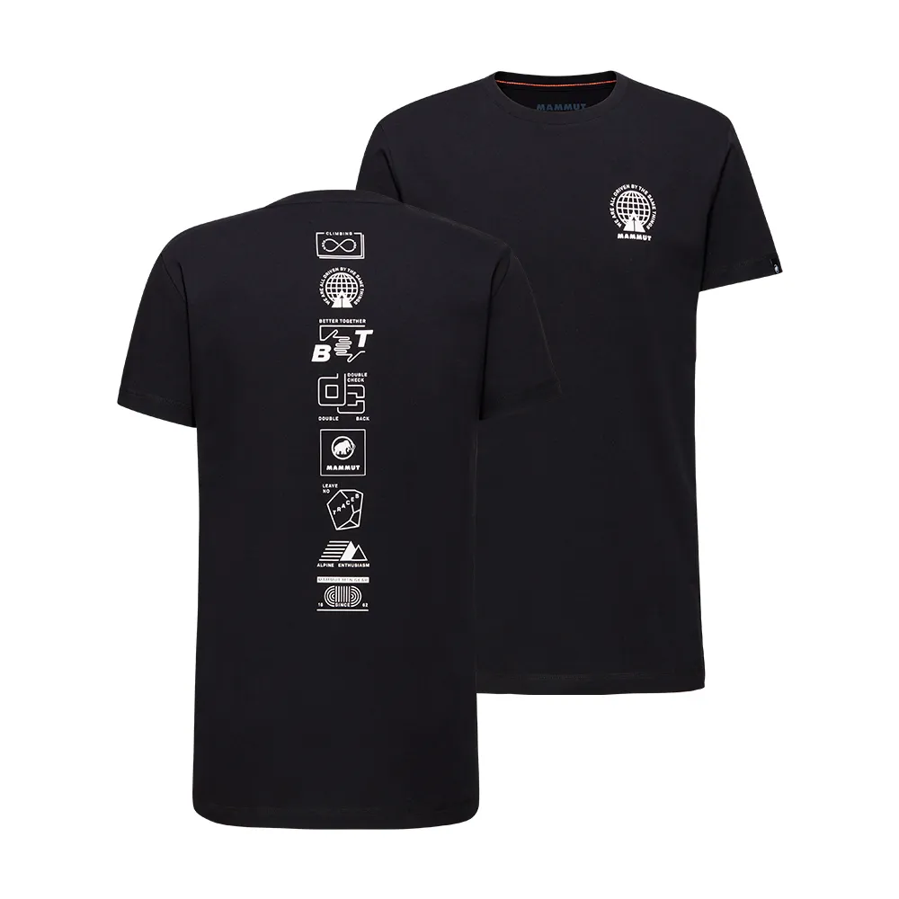 【Mammut 長毛象】Massone T-Shirt AF Men Emblems 有機棉機能短袖T恤 男款 黑色 #1017-06120