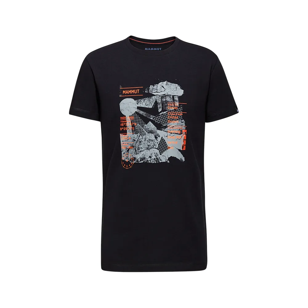【Mammut 長毛象】Massone T-Shirt AF Men Rocks 有機棉機能短袖T恤 男款 黑色 #1017-06130