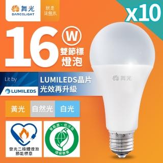 【DanceLight 舞光】10入組 16W LED節標燈泡 環標燈泡 E27 全電壓(白光/自然光/黃光)