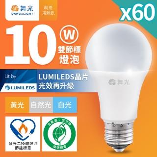 【DanceLight 舞光】60入組 10W LED節標燈泡 環標燈泡 E27 全電壓(白光/自然光/黃光)