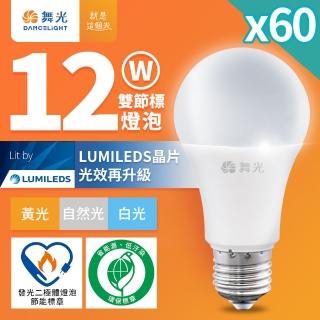 【DanceLight 舞光】60入組 12W LED節標燈泡 環標燈泡 E27 全電壓(白光/自然光/黃光)