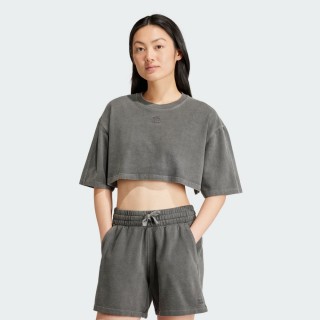 【adidas 愛迪達】Original 運動服 短袖上衣 女上衣 T恤 ESS+ CROP TEE(IT9883)