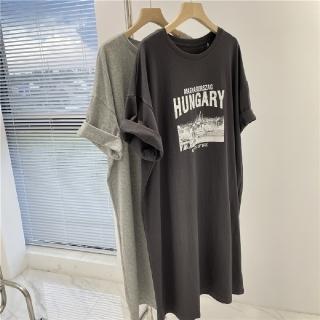 【ONEY 歐妮】★柔款長款棉質圓領連身裙(女上衣/短袖/休閒)