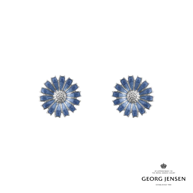 Georg Jensen 喬治傑生 DAISY 耳環 藍色(純銀 藍瓷琺瑯 耳環)