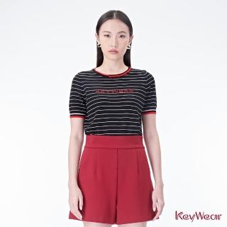 【KeyWear 奇威名品】高腰打褶修身短褲(共2色)