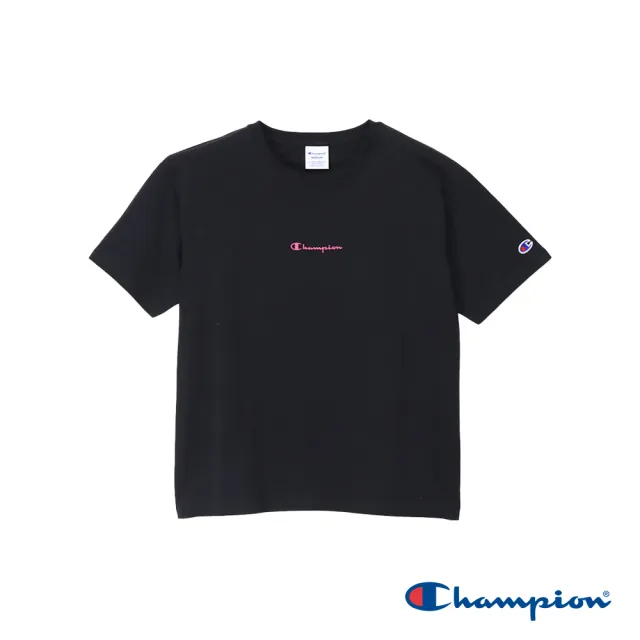 【Champion】官方直營-純棉LOGO印花寬版短袖TEE-女(黑色)