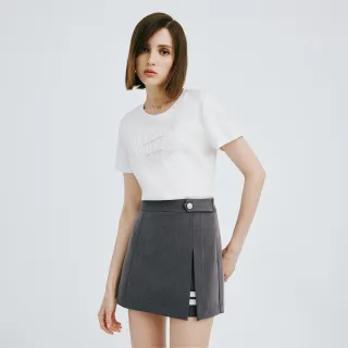 【MOMA】學院風織帶短褲裙(深灰色)