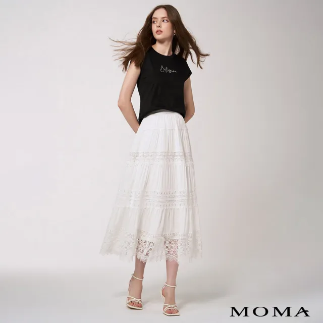 【MOMA】拼接蕾絲蛋糕裙(白色)