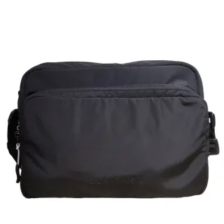 【Calvin Klein 凱文克萊】CK 新款 黑色尼龍方形郵差包斜背包