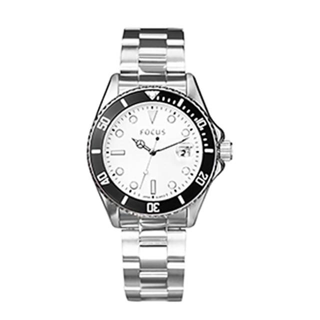 【FOCUS】Night Sky Eye Watch 夜空之眼系列腕錶-FC0002-80(黑圈白面不鏽鋼帶/42mm)