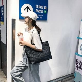 【LEESA】女生包包\百搭\編織包\手提包\腋下包\肩揹包\通勤包\韓國包包\大容量包包\皮革包包\大