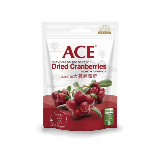 【ACE】北美紅鑽大蔓越莓乾140g(買一送一)