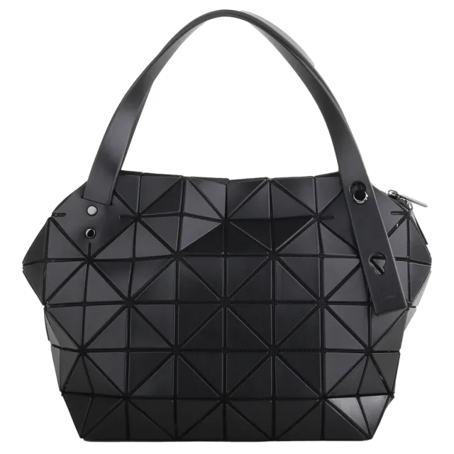【ISSEY MIYAKE 三宅一生】BAOBAO 幾何方格皮質立體手提波士頓包M(霧面黑)