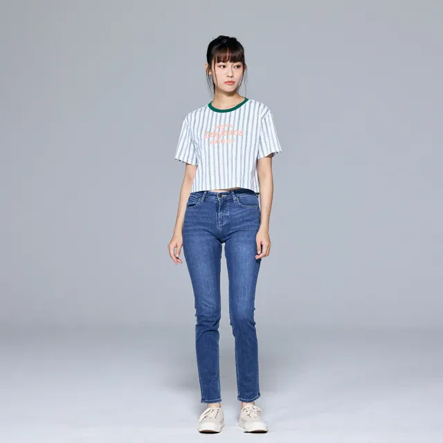 【Lee】出清品-女裝 牛仔褲 / 409 中腰合身小直筒 中藍洗水(LL220129251)