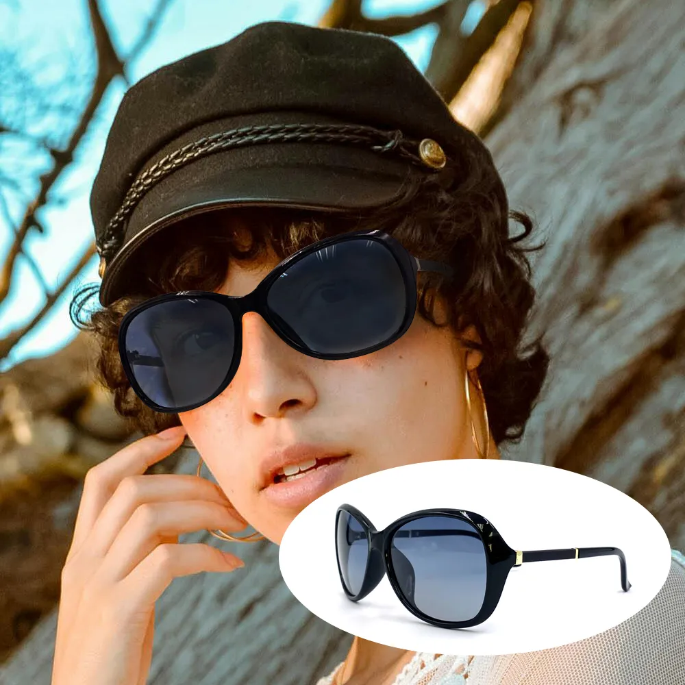 【GUGA】偏光淑女太陽眼鏡 大框素面款(UV400 抗紫外線 防爆鏡片 漸層鏡片 2232)
