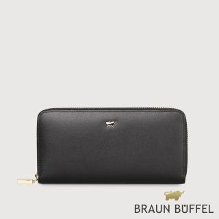 【BRAUN BUFFEL 德國小金牛】城市-A 8卡拉鍊長夾-黑色(BF841-602-BK) 錢包送禮推薦
