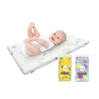 【PAMABE】嬰兒床墊+隔尿墊兩件組-70*130cm(透氣/竹纖維吸水/保潔墊/水洗床墊/嬰兒床/防抗敏)