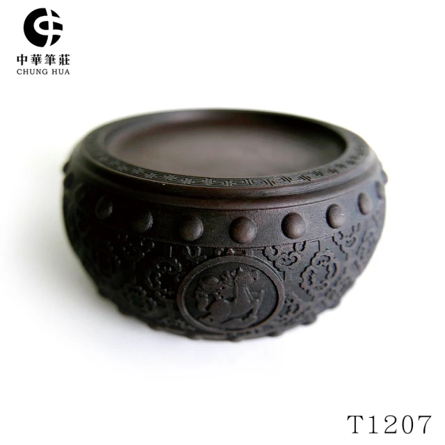 中華筆莊 15cm 生肖鼓硯-馬(肇慶端硯名硯)