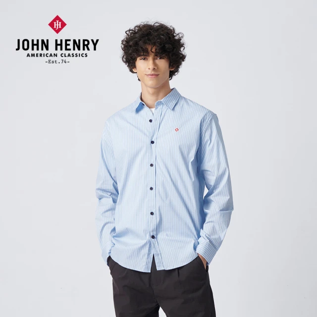 JOHN HENRY AZURE POETRY條紋長袖襯衫-藍色