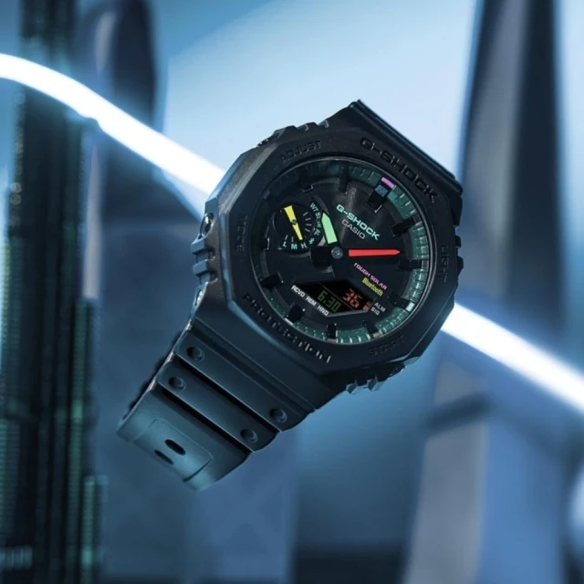 CASIO 卡西歐 G-SHOCK 電競 虛擬世界 強悍螢光 農家橡樹 人氣雙顯錶 _51.2mm(GA-B2100MF-1A)