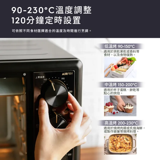 【Electrolux 伊萊克斯】極致美味700系列 32L雙溫控氣炸旋風烤箱(EOT3215XFG)