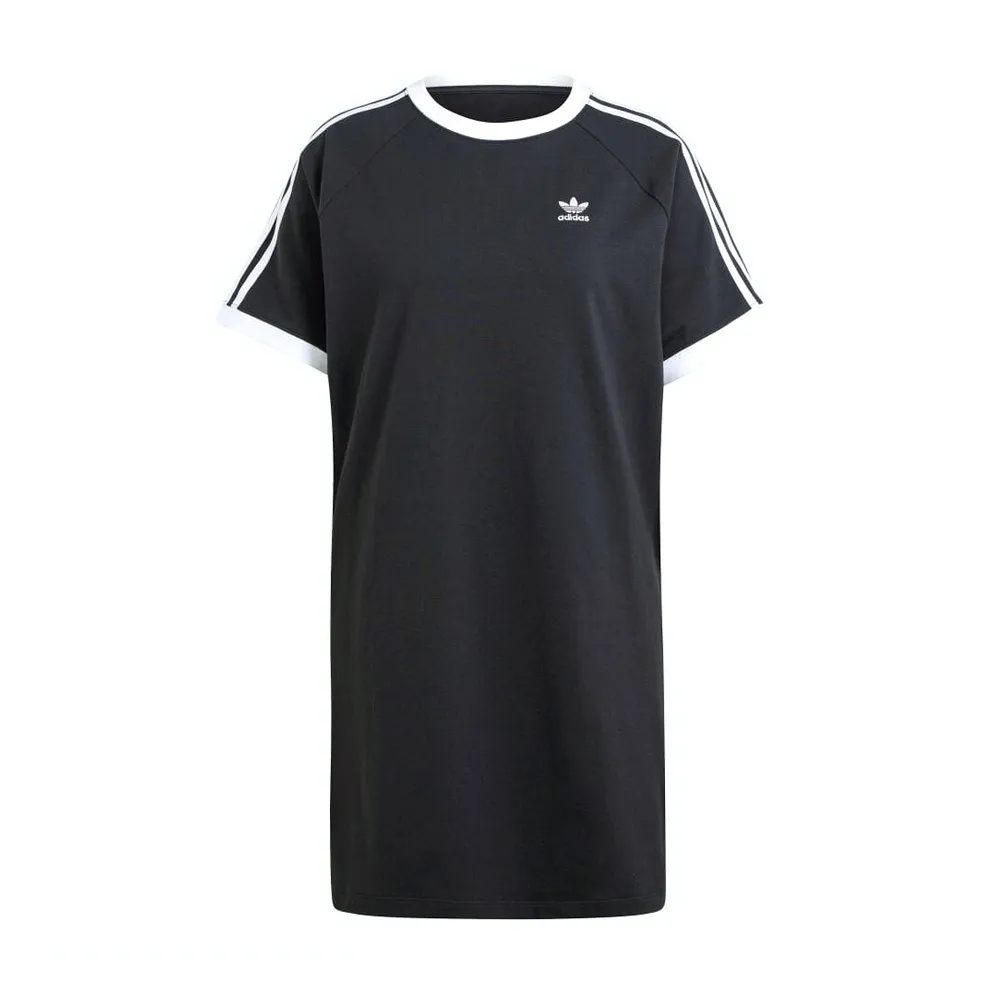 【adidas 愛迪達】3 S RGLN Dress 女 洋裝 長版上衣 運動 休閒 復古 三葉草 穿搭 黑白(IU2534)