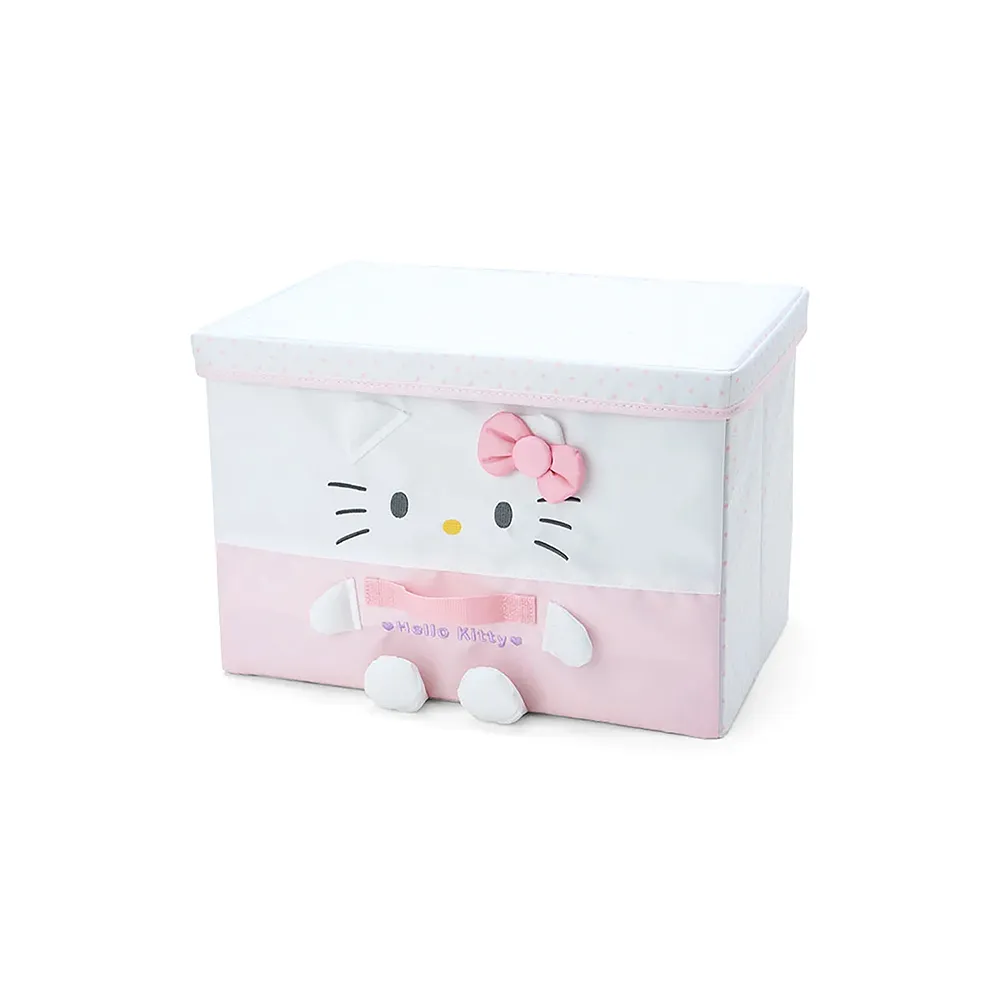 【SANRIO 三麗鷗】角色造型可折疊收納箱 L 附蓋子 Hello Kitty 凱蒂貓