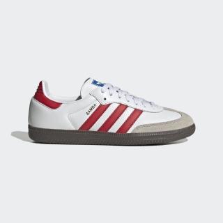 【adidas 愛迪達】Samba OG 男女 休閒鞋 運動 經典 復古 德訓鞋 皮革 膠底 流行 穿搭 白紅(IG1025)