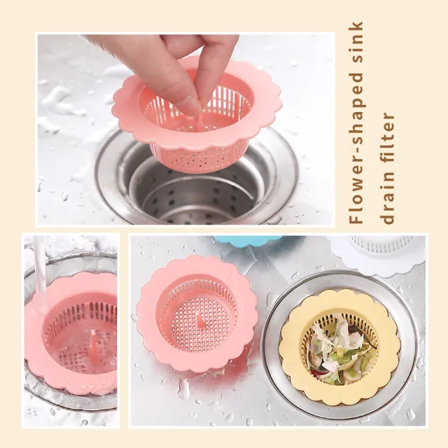 【廚房用品】花型水槽地漏過濾網2入組(防蟲蓋 廚餘過濾蓋 排水孔蓋 濾網 水槽蓋 防堵塞 毛髮過濾)