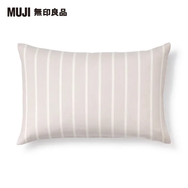 【MUJI 無印良品】萊賽爾纖維枕套/43/米色直紋