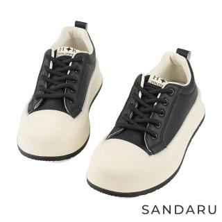 【SANDARU 山打努】休閒鞋 經典綁帶厚底休閒鞋(黑)