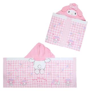 【SANRIO 三麗鷗】兒童用 純棉連帽浴巾 斗篷浴巾 連帽毛巾 美樂蒂 花朵