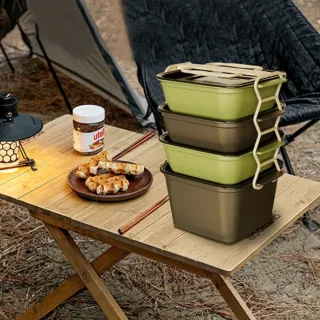 【Dagebeno荷生活】微波可用耐冷耐熱飯盒野餐配備便攜提手四件組水果盒(1組)