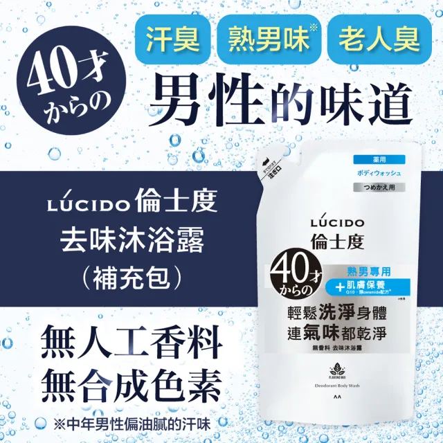 【LUCIDO倫士度】去味沐浴露補充包380ml*3