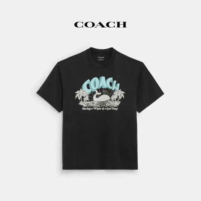 【COACH蔻馳官方直營】鯨魚印花T恤-水洗黑色(CT010)