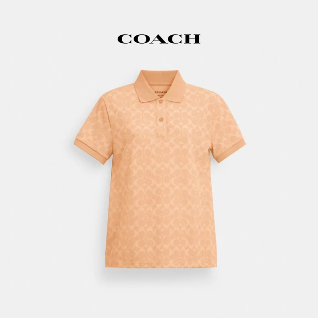 COACHCOACH蔻馳官方直營 經典Logo珠地布POLO衫-珊瑚色 混合色(CT398)