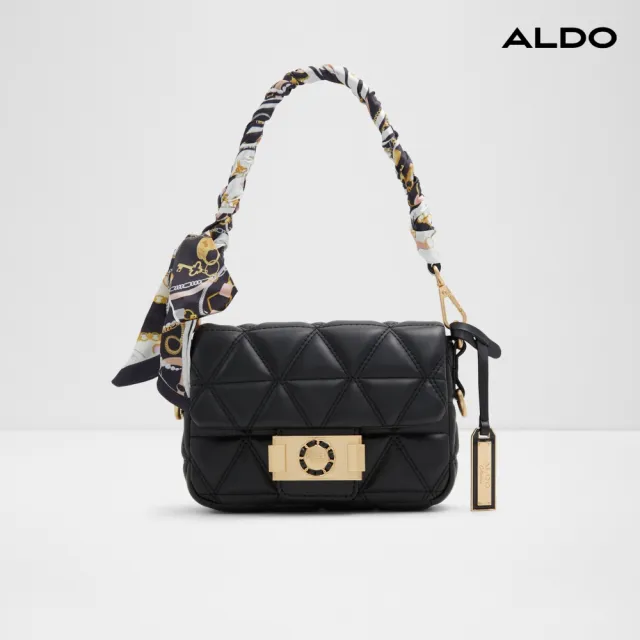 【ALDO】GRACIA-簡約氣質絲巾扭結肩背包-女包(黑色)