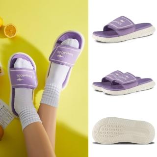 【KangaROOS】女鞋 HYPER SLIDE 厚底 魔鬼氈 止滑 柔軟避震 運動涼拖鞋(紫-KW41973)