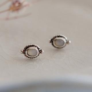 【BLUMA】925純銀耳環 中性復古 北極星耳環 蛋白石(個性 復古 水晶 男女生耳釘 男生禮物 母親節禮物)
