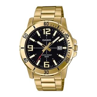 【CASIO 卡西歐】指標男錶 不鏽鋼 日期顯示 防水(MTP-VD01G-1B)