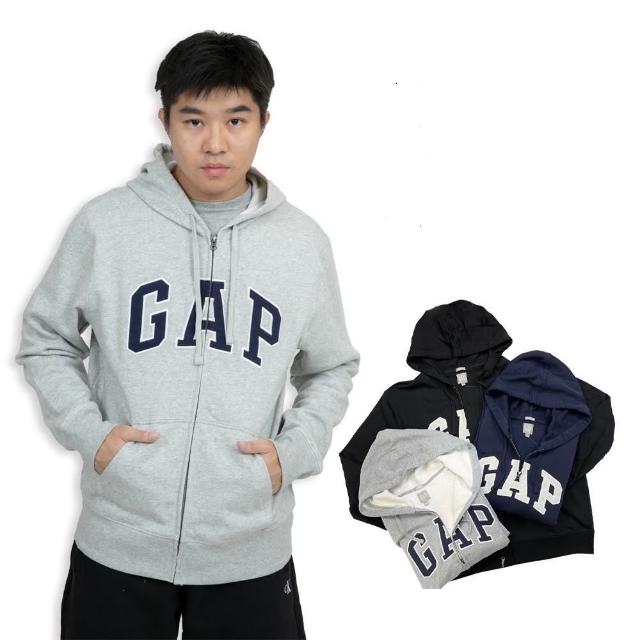 【GAP】棉外套 Logo刷毛連帽外套 連帽外套 刷毛 長袖 刺繡logo 平輸品(平輸品 美國Gap商品7124)