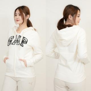 【GAP】棉外套 米白 現貨 連帽外套 刷毛 長袖 刺繡 拉鍊 男女皆可 平輸品(棉外套8857BU5)
