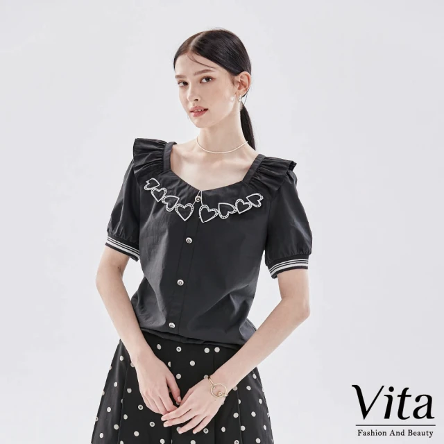 JILLI-KO 時尚設計款女蕾絲長袖坑條針織衫-F(黑)優