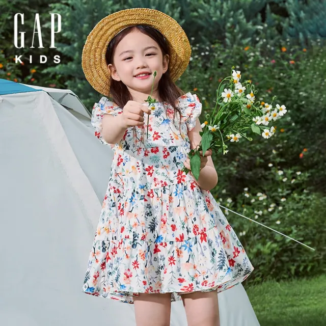 【GAP】女幼童裝 印花圓領短袖洋裝-花朵印花(544481)