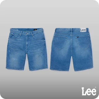 【Lee】男裝 牛仔短褲 / 涼感 902 刷破 中藍洗水(LB422006905)