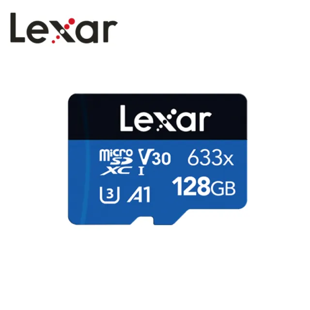 【Lexar 雷克沙】633x UHS-I A1 U3 128GB microSD記憶卡(適用各種手機、攝影裝置)