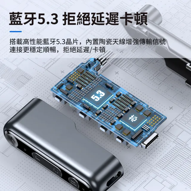 【YOLU】C57 車載AUX藍牙接收器 車用藍牙5.3音頻接收器 MP3適配器 3.5mm無線音頻轉接頭/轉換器/轉接器